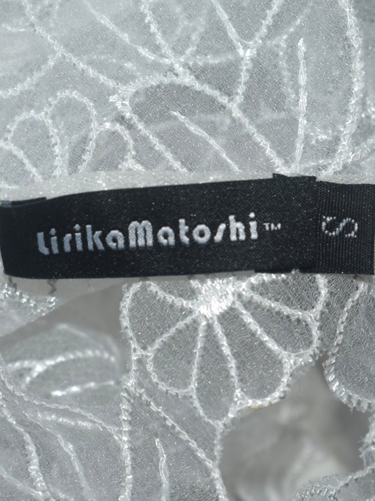 Lirika Matoshi White Floral Embroidered Organza Tie Front Blouse Top S — image 6 of 8